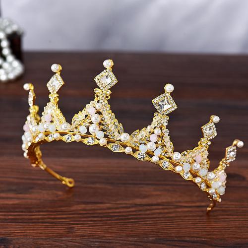 Couronne impériale de mariée, alliage de zinc, avec perle de plastique, bijoux de mode & pour femme & avec strass, plus de couleurs à choisir, Vendu par PC