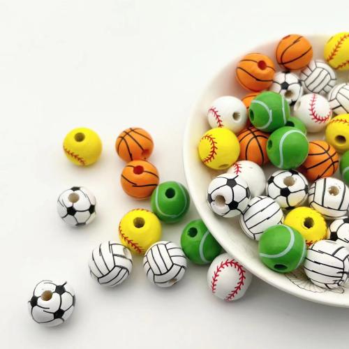 Printing Wood Beads, Round, DIY 16mm [