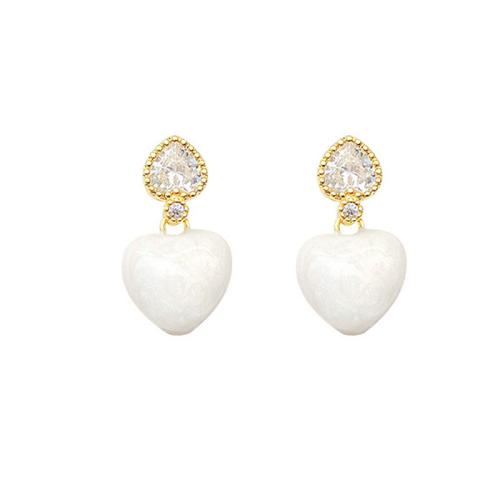 Enamel Zinc Alloy Drop Earring, gold color plated, fashion jewelry & micro pave cubic zirconia, golden 