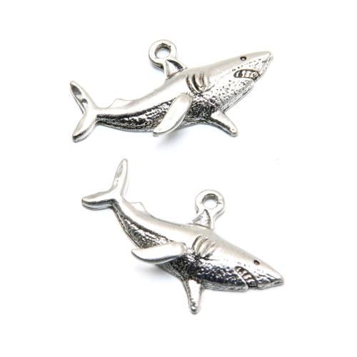 Pendentifs animaux en alliage de zinc, Requin, Placage, DIY, argent Vendu par PC