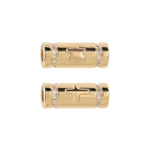 Cubic Zirconia Micro Pave Brass Beads, plated, DIY & micro pave cubic zirconia, golden 