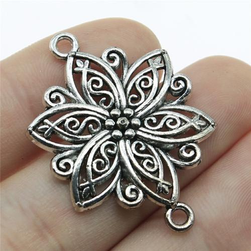 Flower Zinc Alloy Connector, antique silver color plated, DIY & 1/1 loop [