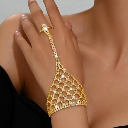 Zinc Alloy Bracelet Ring, Geometrical Pattern, plated, for woman & with rhinestone & hollow 