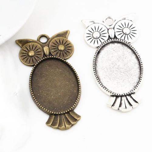 Zinc Alloy Pendant Cabochon Setting, Owl, plated, DIY Inner x25mm, Approx 