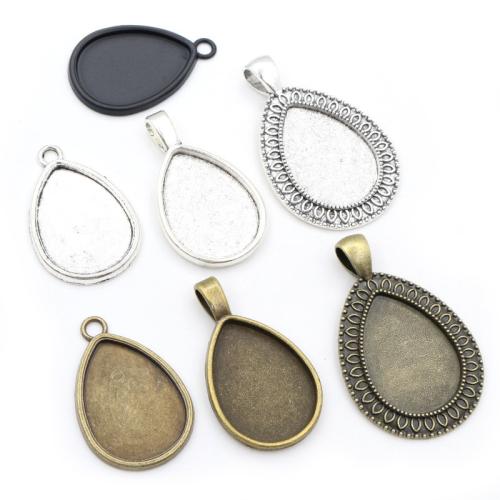 Zinc Alloy Pendant Cabochon Setting, Teardrop, plated, DIY Inner x25mm, Approx 