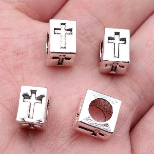 Zinc Alloy Jewelry Beads, Square, antique silver color plated, DIY 