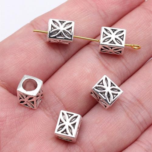 Zinc Alloy Jewelry Beads, Square, antique silver color plated, DIY 