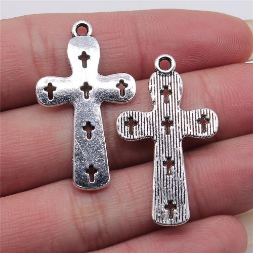 Colgantes de Aleación de Zinc en Forma Cruces, chapado en color de plata antigua, Bricolaje, 21x36mm, Vendido por UD