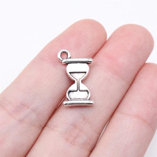 Colgante de la aleación del cinc, aleación de zinc, Reloj de Arena, chapado en color de plata antigua, Bricolaje, 18x11mm, Vendido por UD