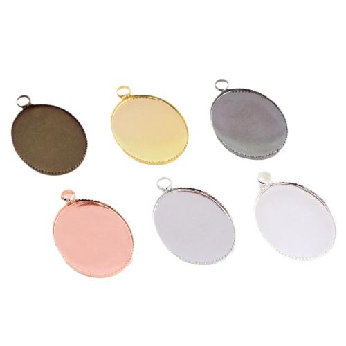 Zinc Alloy Pendant Cabochon Setting, Oval, plated, DIY Inner Approx 