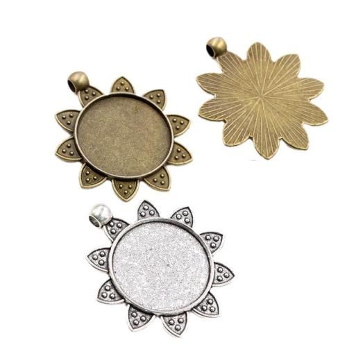 Zinc Alloy Pendant Cabochon Setting, Flower, plated, DIY Inner 25mm, Approx 