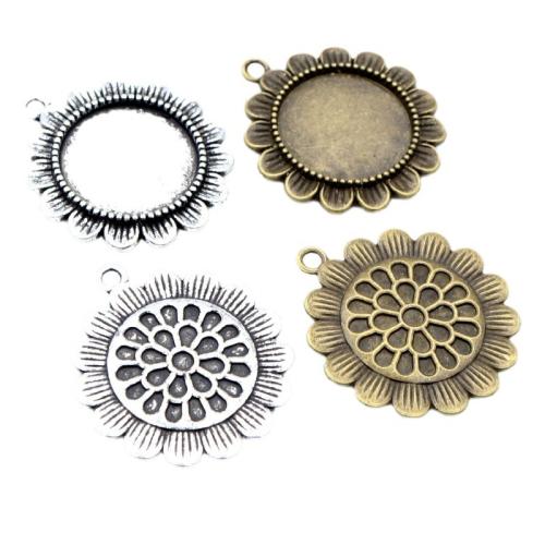 Zinc Alloy Pendant Cabochon Setting, Sunflower, plated, DIY Inner 20mm, Approx 