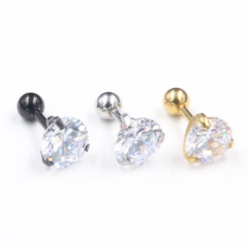 Stainless Steel Cubic Zirconia Stud Earring, 316L Stainless Steel, Unisex & micro pave cubic zirconia 