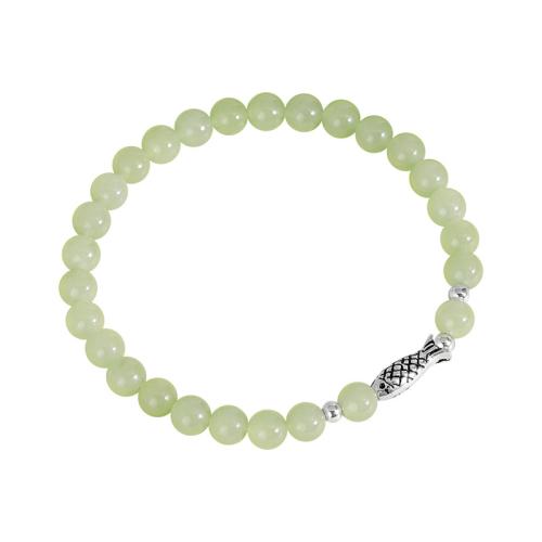 Hetian Jade Bracelet, with 925 Sterling Silver, Fish, handmade, fashion jewelry & for woman Approx 6.7 Inch [