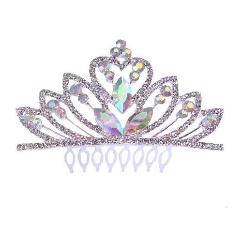 Bridal Decorative Hair Comb, Zinc Alloy, Girl & fashion jewelry & with rhinestone, width 82mm, height 42mm [