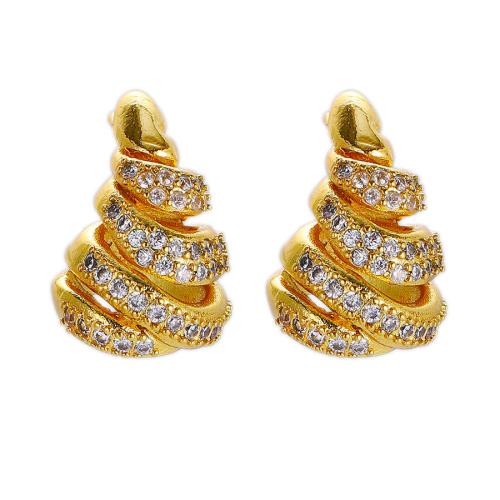 Cubic Zirconia Pendiente Brass Micro Pave, metal, chapado, micro arcilla de zirconia cúbica & para mujer, más colores para la opción, Vendido por Par