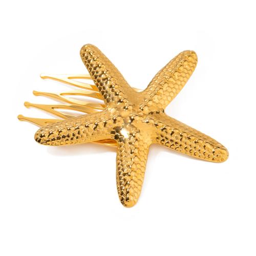 Decorative Hair Combs, 304 Stainless Steel, Starfish, fashion jewelry & for woman, gold 