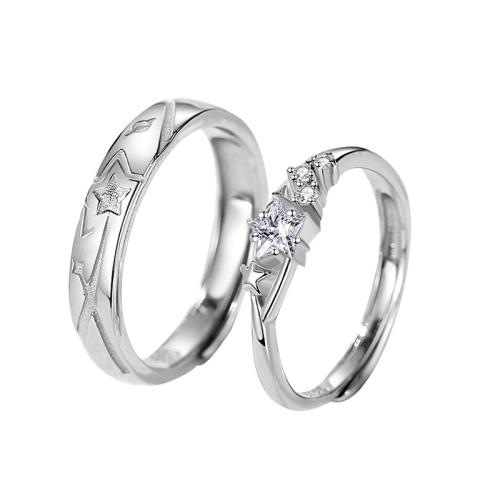 Argent sterling 925 Couple Anneau, Plaqué de platine, réglable & styles différents pour le choix & pavé de micro zircon & pour le couple, Vendu par PC