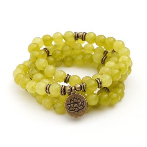 Jade Bracelets, Jade Lemon, with Zinc Alloy, fashion jewelry & Unisex, yellow Approx 36 Inch 