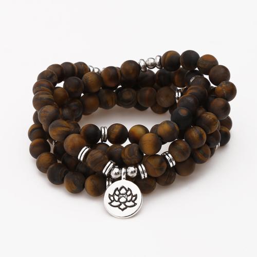 Tiger Eye Stone Bracelets, with Zinc Alloy, fashion jewelry & Unisex Approx 36 Inch [