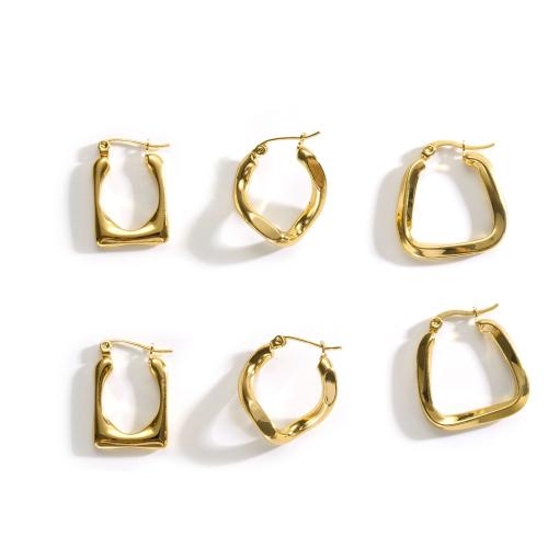 Stainless Steel Leverback Earring, 304 Stainless Steel, 18K gold plated, fashion jewelry & for woman, golden 