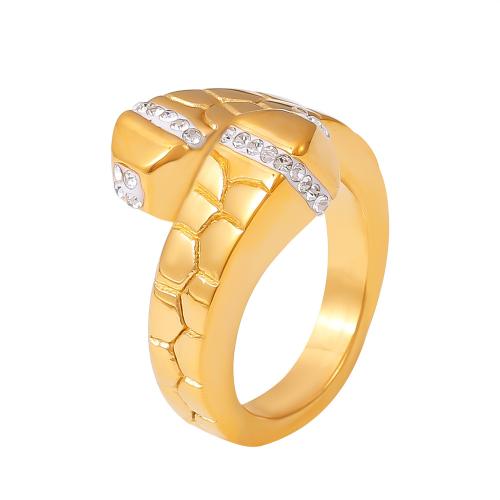 Titane Acier Bague, Acier titane, Plaqué or 18K, bijoux de mode & pour femme & avec strass Vendu par PC