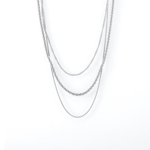 Collier de bijoux de titane, Acier titane, avec 5cm chaînes de rallonge, trois couches & bijoux de mode & pour femme, couleur originale Environ 38 cm, Vendu par PC