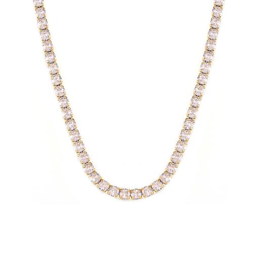 Collier de bijoux de titane, Acier titane, avec zircon cubique, Plaqué or 18K, bijoux de mode & pour femme Environ 38 cm, Vendu par PC