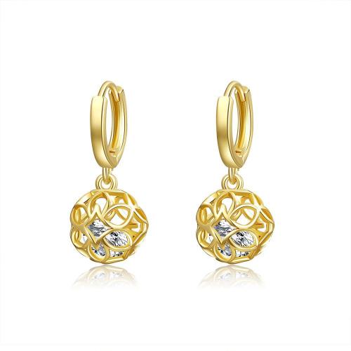 Cubic Zirconia Pendiente Brass Micro Pave, metal, Joyería & micro arcilla de zirconia cúbica & para mujer & hueco, dorado, 28mm, Vendido por Par