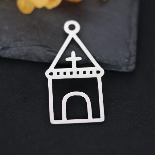 Stainless Steel Pendants, 304 Stainless Steel, Church, plated, DIY 