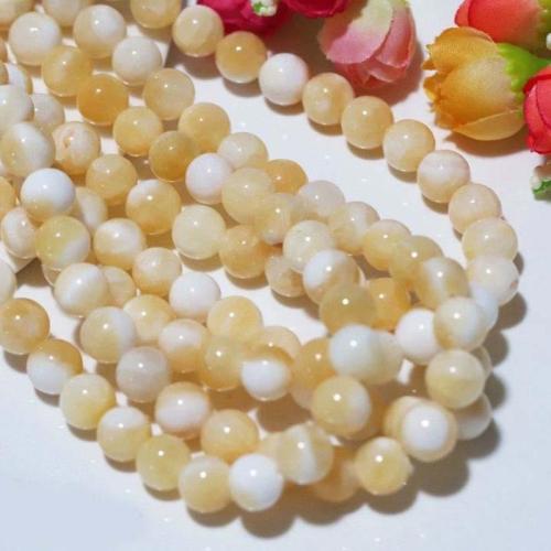 Single Gemstone Beads, Pale Brown Jade, Round, DIY 