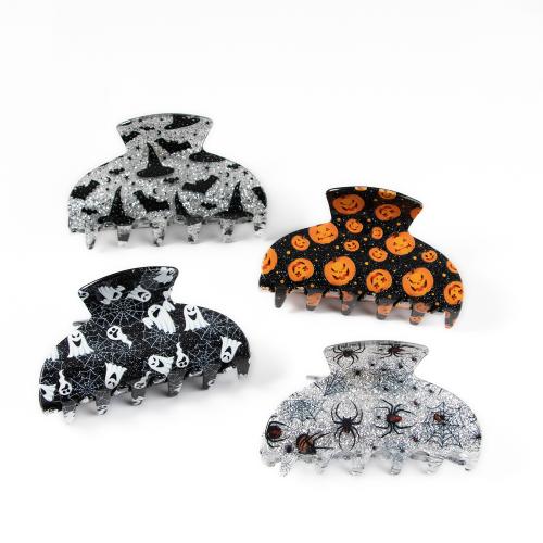 Hair Claw Clips, Acrylic, handmade, Halloween Design & printing & for woman 