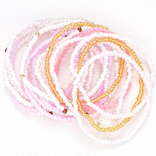 Glass Seed Beads Bracelets, Seedbead, with Elastic Thread, handmade, 17 pieces & fashion jewelry & for woman, mixed colors 