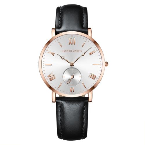 Zinc Alloy Watch Bracelet, with Leather & Glass & 304 Stainless Steel, Round, plated, Life water resistant & Chinese movement & for woman Approx 24.5 cm 