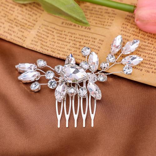 Bridal Decorative Hair Comb, Zinc Alloy, for bridal & for woman & with rhinestone [