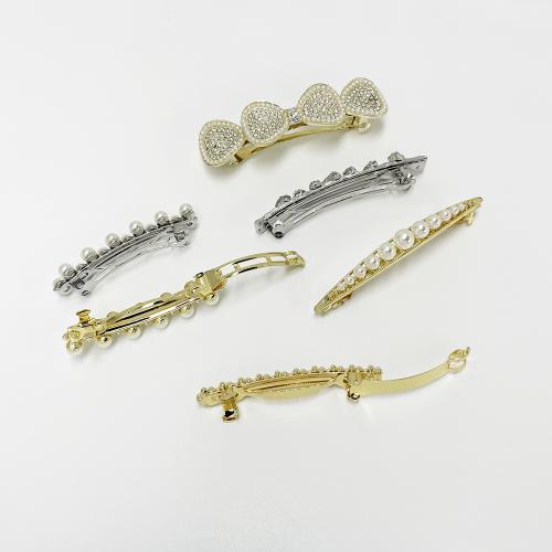 Barrette, alliage de zinc, avec perle de plastique, styles différents pour le choix & pour femme & avec strass, plus de couleurs à choisir, 54mm, Vendu par PC[