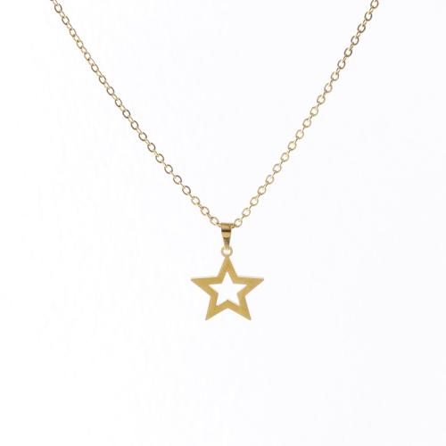 Stainless Steel Jewelry Necklace, 304 Stainless Steel, with 5cm extender chain, Star, polished, fashion jewelry & for woman, golden Approx 45 cm 