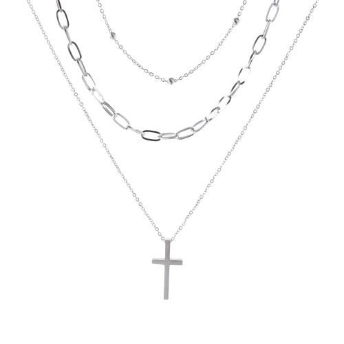 Stainless Steel Jewelry Necklace, 304 Stainless Steel, Cross, polished, fashion jewelry &  & for woman, original color 