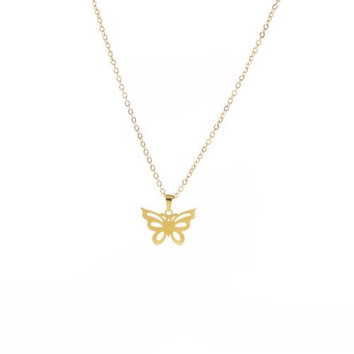 Stainless Steel Jewelry Necklace, 304 Stainless Steel, with 5cm extender chain, Butterfly, polished, fashion jewelry & for woman, golden Approx 45 cm 