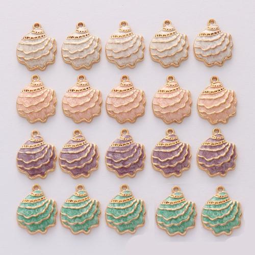 Zinc Alloy European Pendants, Shell, gold color plated, DIY & enamel Approx 