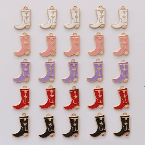 Zinc Alloy European Pendants, Shoes, gold color plated, DIY & enamel Approx 