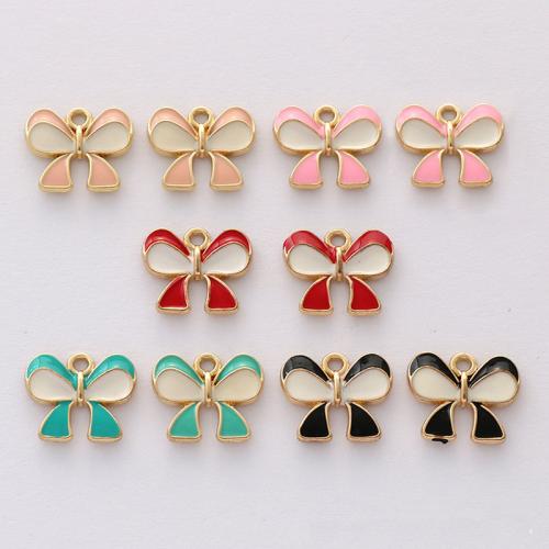 Zinc Alloy European Pendants, Bowknot, gold color plated, DIY & enamel Approx 