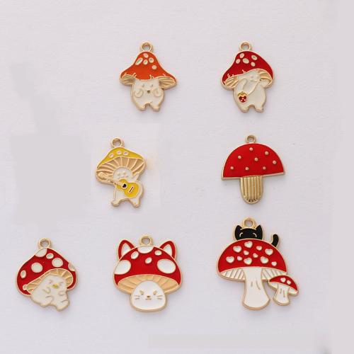 Zinc Alloy European Pendants, mushroom, gold color plated, DIY & enamel Approx 