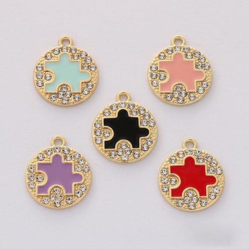 Zinc Alloy European Pendants, gold color plated, DIY & enamel & with rhinestone Approx 