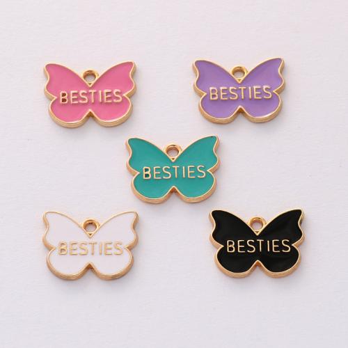 Zinc Alloy European Pendants, Butterfly, gold color plated, DIY & enamel Approx 