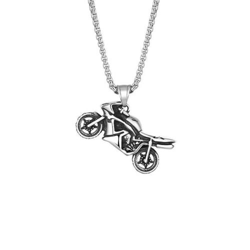 304 Stainless Steel Necklace, with zinc alloy pendant, Motorcycle, plated, vintage & for man Approx 27.6 Inch 