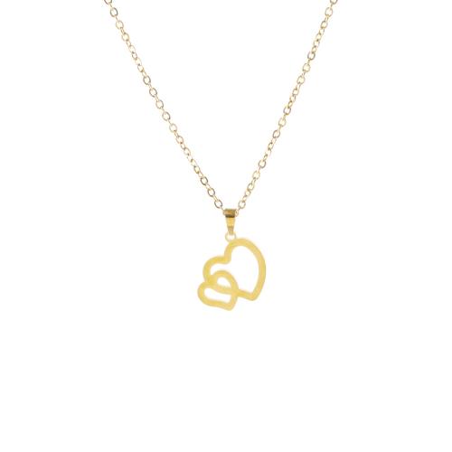 Stainless Steel Jewelry Necklace, 304 Stainless Steel, with 5cm extender chain, Heart, polished, fashion jewelry & for woman, golden Approx 45 cm 