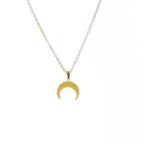 Stainless Steel Jewelry Necklace, 304 Stainless Steel, with 5cm extender chain, Moon, polished, fashion jewelry & for woman, golden Approx 45 cm 