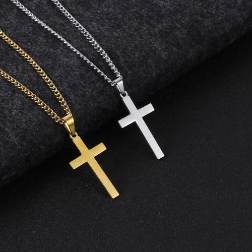 Stainless Steel Jewelry Necklace, 304 Stainless Steel, with 5cm extender chain, Cross, polished, fashion jewelry & Unisex Approx 50 cm 