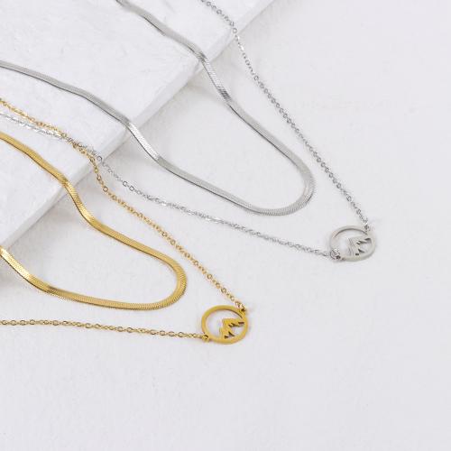 Stainless Steel Jewelry Necklace, 304 Stainless Steel, with 5cm extender chain, Double Layer & fashion jewelry & for woman Approx 40 cm, Approx 44 cm 